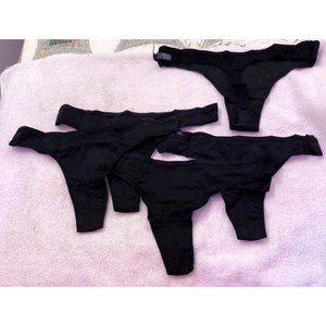 Iris & Lilly Women's THONG Underwear, Pack of 5 Size XL Black Soft